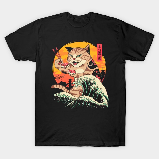 Neko Sushi Wave T-Shirt by Vincent Trinidad Art